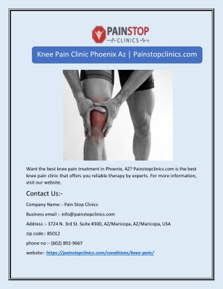 Knee Pain Clinic Phoenix Az | Painstopclinics.com