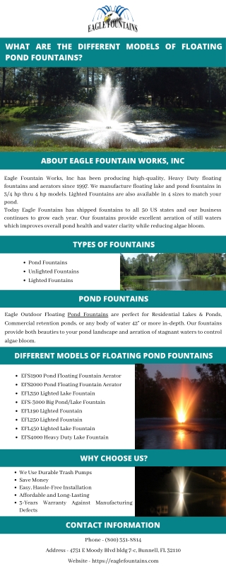 What Are the Different Models of Floating Pond Fountains?