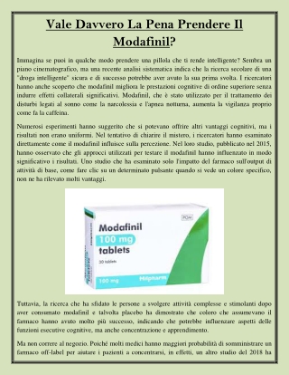 Vale Davvero La Pena Prendere Il Modafinil