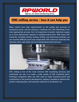 CNC milling service - how it can help you