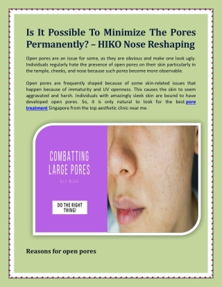 Is It Possible To Minimize The Pores Permanently? – HIKO Nose Reshaping