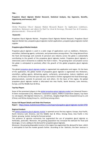 Propylene glycol Market Analysis