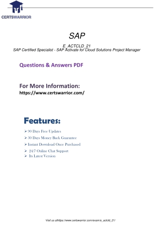 Download New Released SAP E_ACTCLD_21 Exam Dumps PDF