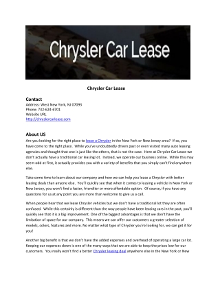 Chrysler Car Lease Online Presentations Channel