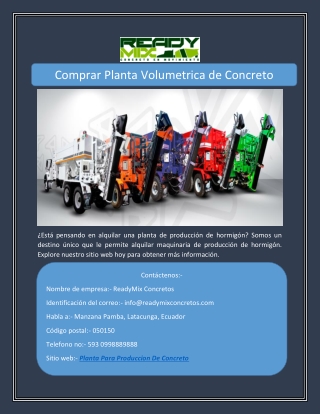 Comprar Planta Volumetrica de Concreto