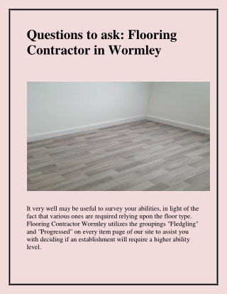 Questions to ask Flooring Contractor in Wormley