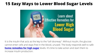 15 Easy Ways to Lower Blood Sugar Levels