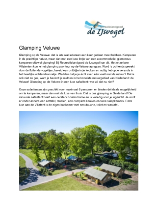 De IJsvogel - Glamping Veluwe