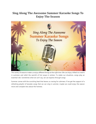 Sing Along The Awesome Summer Karaoke Songs To Enjoy The Season