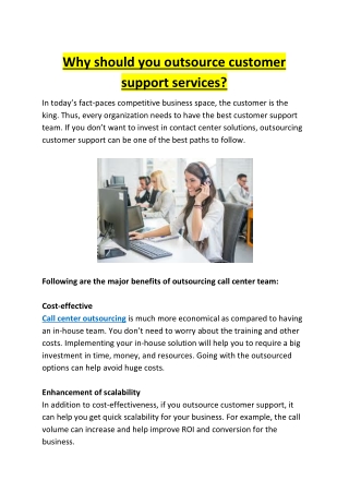 Why should you outsource customer support services?