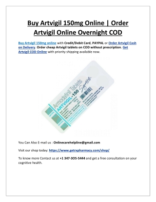 Buy Artvigil 150mg Online | Order Artvigil Online Overnight COD