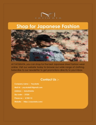 Shop for Japanese Fashion Online