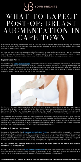 What to Expect Post-op: Breast Augmentation in Cape Town