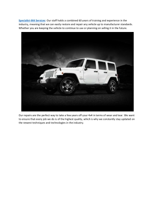 Specialist 4X4 Services