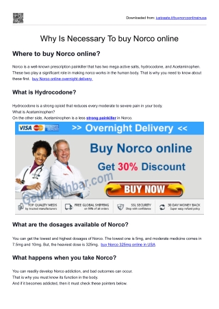 Why Is Necessary To buy Norco online