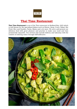 5% Off - Thai Time Restaurant Menu Redland Bay, QLD