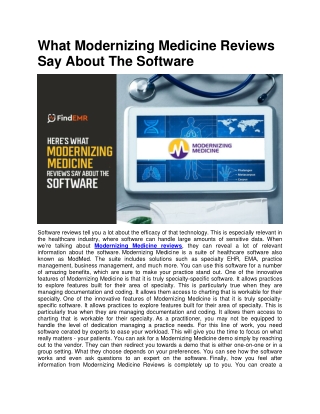 What Modernizing Medicine Reviews Say About The Software