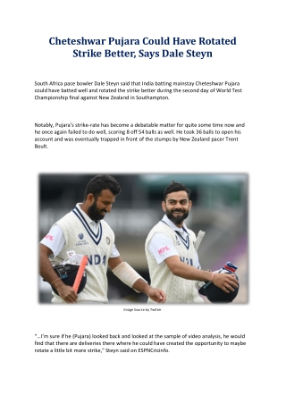 Cheteshwar Pujara Could Have Rotated Strike Better, Says Dale Steyn