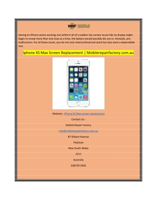 Iphone XS Max Screen Replacement  Mobilerepairfactory.com.au