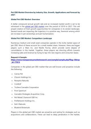 Pet CBD Market Overview by Industry Size, Growth, Applications and Forecast by 2