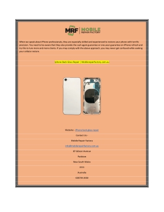 Iphone Back Glass Repair  Mobilerepairfactory.com.au
