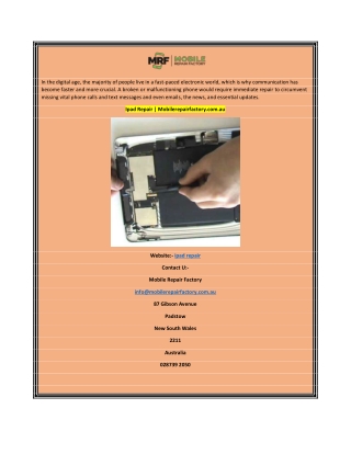 Ipad Repair  Mobilerepairfactory.com.au