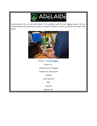 Electrical Test and Tagging Cost in Adelaide