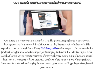 How to decide for the right car option with data from CarHistory.online?