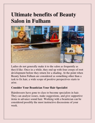 Looking for Hair Salon in Fulham