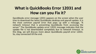 What is QuickBooks Error 12031 and How can you Fix it?