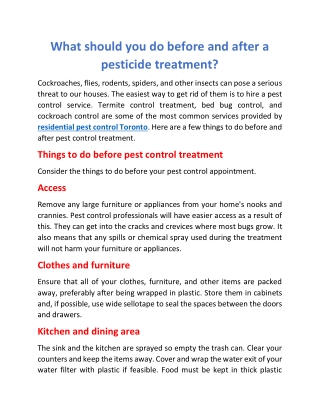 What should you do before and after a pesticide treatment