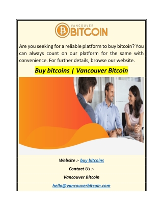 Buy bitcoins  Vancouver Bitcoin
