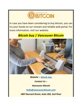 Bitcoin buy  Vancouver Bitcoin