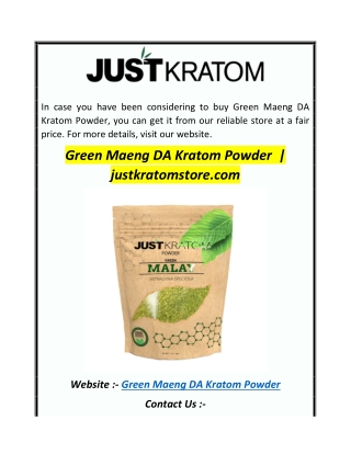 Green Maeng DA Kratom Powder   justkratomstore