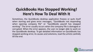 QuickBooks Has Stopped Working! Here’s How To Deal With It