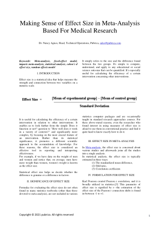Making sense of effect size in meta-analysis based for medical research – Pubrica