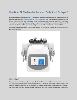 How Does RF Machine For Face and Body Boost Collagen?