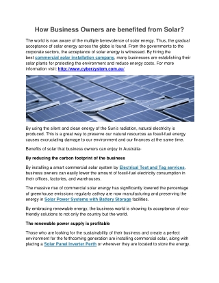How Business Owners are benefited from Solar?