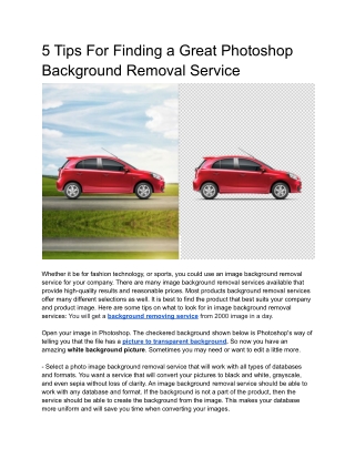 5 Tips For Finding a Great Photoshop Background Removal Service