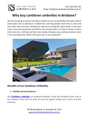 Why buy cantilever umbrellas in Brisbane?