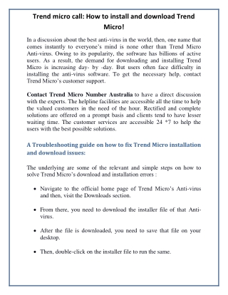 Trend Micro Call: How To Install And Download Trend Micro!