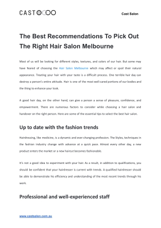 The Best Recommendations To Pick Out The Right Hair Salon Melbourne