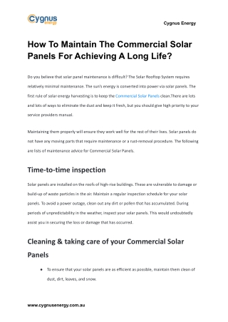 How To Maintain The Commercial Solar Panels For Achieving A Long Life_