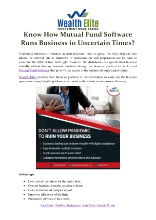 Know How Mutual Fund Software Runs Business in Uncertain Times