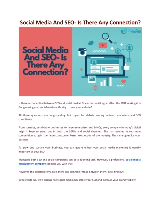 Social Media And SEO- Is There Any Connection?