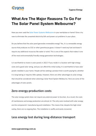 What Are The Major Reasons To Go For The Solar Panel System Melbourne_