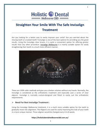 Straighten Your Smile With The Safe Invisalign Treatment