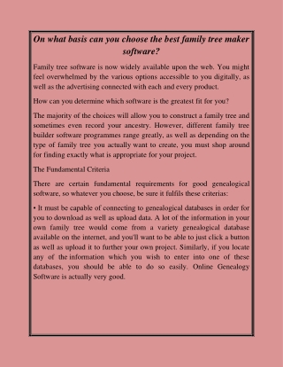 On what basis can you choose the best family tree maker software