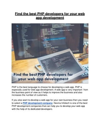 Find the best PHP developers for your web app development