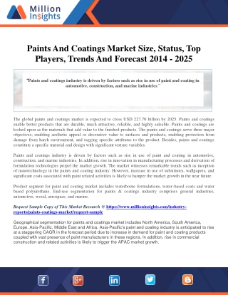 Paints And Coatings Market Size, Status, Top Players, Trends And Forecast 2014 -
